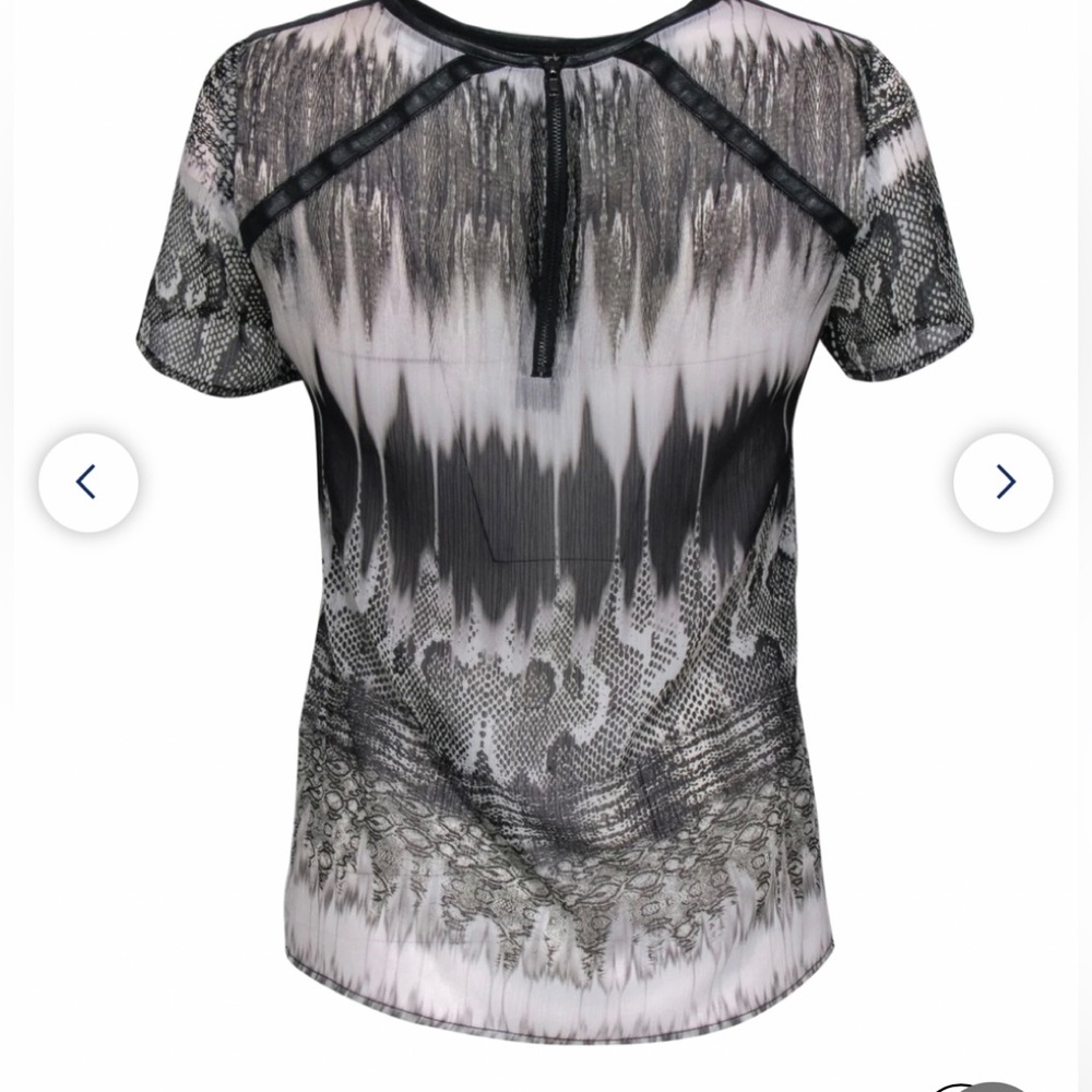 GENERATION LOVE‎ NY Sheer Top Snake Print Faux Leather Made USA Fitted  S - Picture 4 of 17